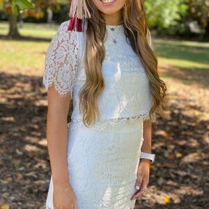 Elegant White Two Piece Set Size M